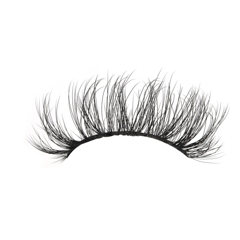 Dramatic fluffy faux mink lashes wearing effect