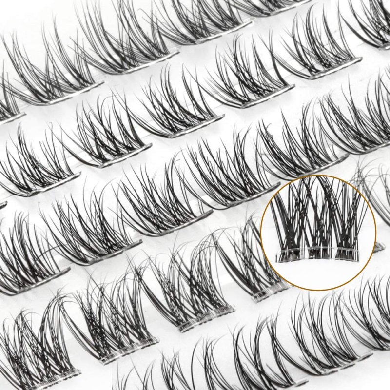 Silicone Curved lash band natural cluster lashes