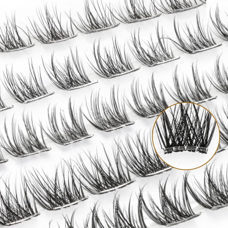Silicone Curved lash band wispy cluster lashes