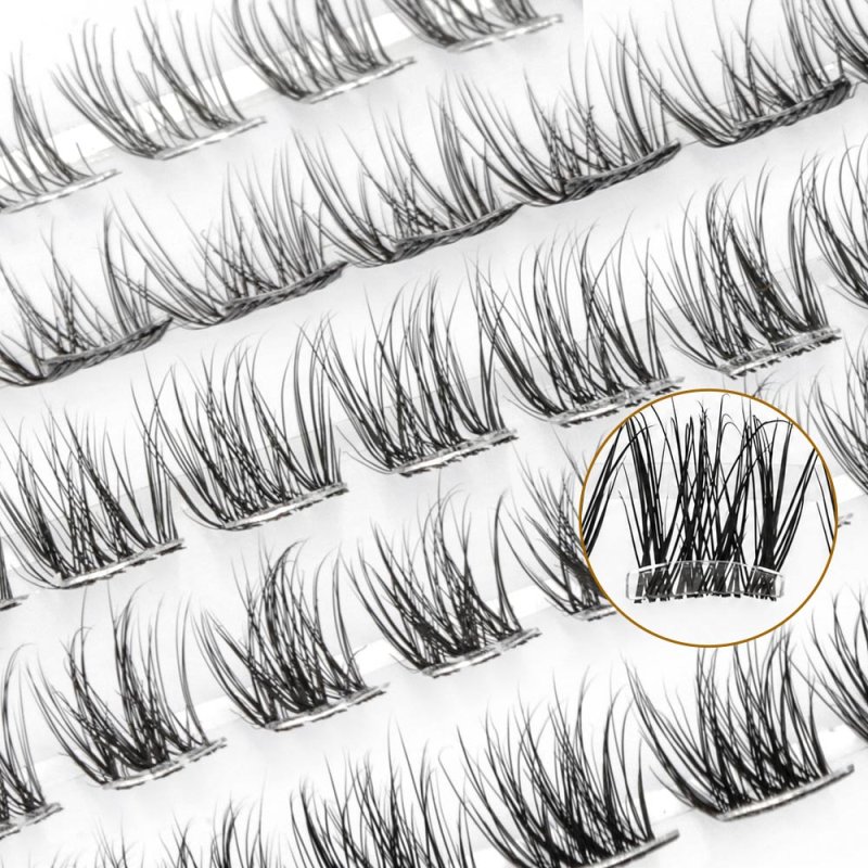 Silicone Curved lash band fluffy cluster lashes