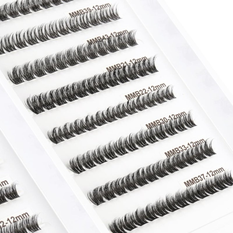 Side views of film curved band lash clusters select styles