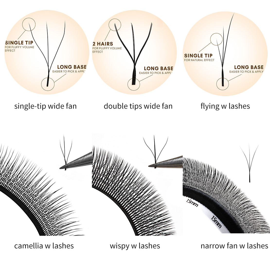 type of w lashes